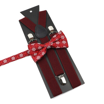 Božićni set leptir-mašne na tregere za muškarce Žene Dječaci Djevojčice Jednobojne elastične kožne podesive naramenice Y-nazad Poklon s temom festivala