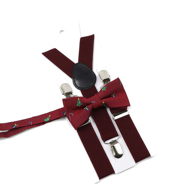 Božićni set leptir-mašne na tregere za muškarce Žene Dječaci Djevojčice Jednobojne elastične kožne podesive naramenice Y-nazad Poklon s temom festivala