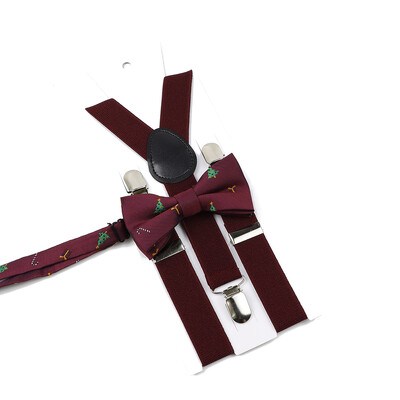 Božićni set leptir-mašne na tregere za muškarce Žene Dječaci Djevojčice Jednobojne elastične kožne podesive naramenice Y-nazad Poklon s temom festivala