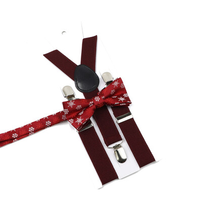 Božićni set leptir-mašne na tregere za muškarce Žene Dječaci Djevojčice Jednobojne elastične kožne podesive naramenice Y-nazad Poklon s temom festivala