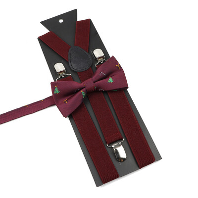 Božićni set leptir-mašne na tregere za muškarce Žene Dječaci Djevojčice Jednobojne elastične kožne podesive naramenice Y-nazad Poklon s temom festivala