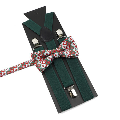 Božićni set leptir-mašne na tregere za muškarce Žene Dječaci Djevojčice Jednobojne elastične kožne podesive naramenice Y-nazad Poklon s temom festivala