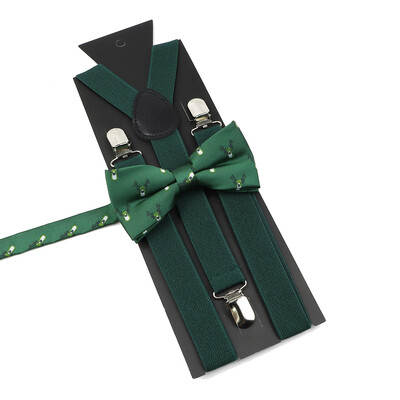 Božićni set leptir-mašne na tregere za muškarce Žene Dječaci Djevojčice Jednobojne elastične kožne podesive naramenice Y-nazad Poklon s temom festivala