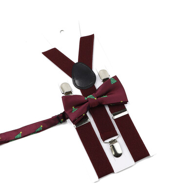 Božićni set leptir-mašne na tregere za muškarce Žene Dječaci Djevojčice Jednobojne elastične kožne podesive naramenice Y-nazad Poklon s temom festivala