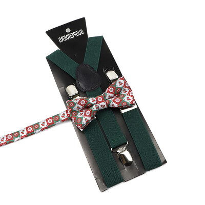 Božićni set leptir-mašne na tregere za muškarce Žene Dječaci Djevojčice Jednobojne elastične kožne podesive naramenice Y-nazad Poklon s temom festivala