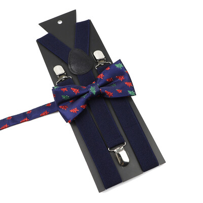 Božićni set leptir-mašne na tregere za muškarce Žene Dječaci Djevojčice Jednobojne elastične kožne podesive naramenice Y-nazad Poklon s temom festivala