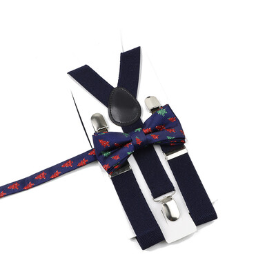 Božićni set leptir-mašne na tregere za muškarce Žene Dječaci Djevojčice Jednobojne elastične kožne podesive naramenice Y-nazad Poklon s temom festivala