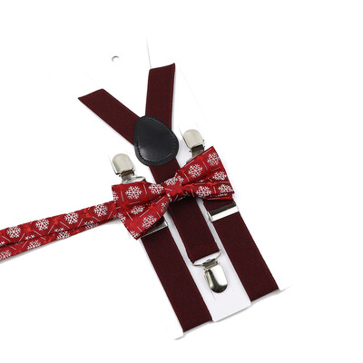 Božićni set leptir-mašne na tregere za muškarce Žene Dječaci Djevojčice Jednobojne elastične kožne podesive naramenice Y-nazad Poklon s temom festivala