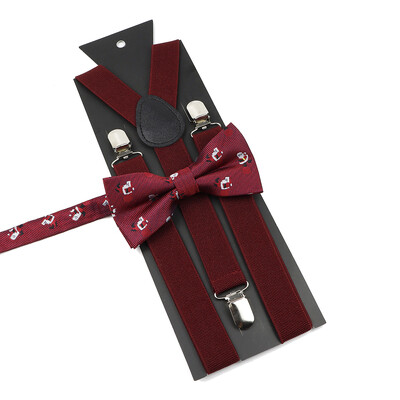 Božićni set leptir-mašne na tregere za muškarce Žene Dječaci Djevojčice Jednobojne elastične kožne podesive naramenice Y-nazad Poklon s temom festivala