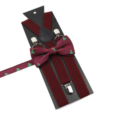 Božićni set leptir-mašne na tregere za muškarce Žene Dječaci Djevojčice Jednobojne elastične kožne podesive naramenice Y-nazad Poklon s temom festivala