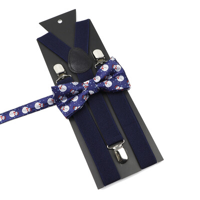 Božićni set leptir-mašne na tregere za muškarce Žene Dječaci Djevojčice Jednobojne elastične kožne podesive naramenice Y-nazad Poklon s temom festivala