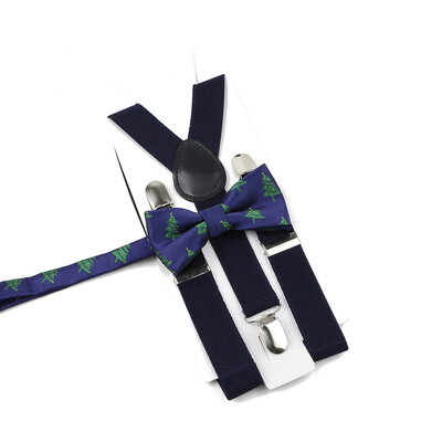 Božićni set leptir-mašne na tregere za muškarce Žene Dječaci Djevojčice Jednobojne elastične kožne podesive naramenice Y-nazad Poklon s temom festivala