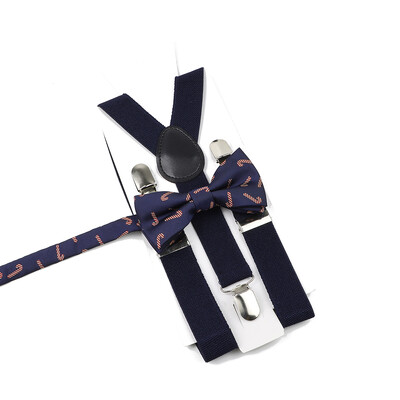 Božićni set leptir-mašne na tregere za muškarce Žene Dječaci Djevojčice Jednobojne elastične kožne podesive naramenice Y-nazad Poklon s temom festivala