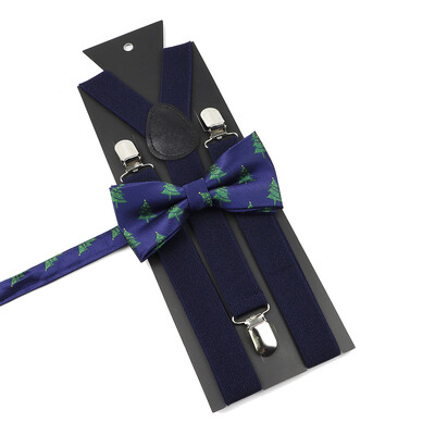 Božićni set leptir-mašne na tregere za muškarce Žene Dječaci Djevojčice Jednobojne elastične kožne podesive naramenice Y-nazad Poklon s temom festivala