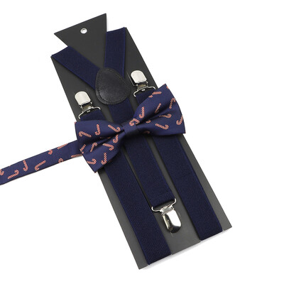 Božićni set leptir-mašne na tregere za muškarce Žene Dječaci Djevojčice Jednobojne elastične kožne podesive naramenice Y-nazad Poklon s temom festivala