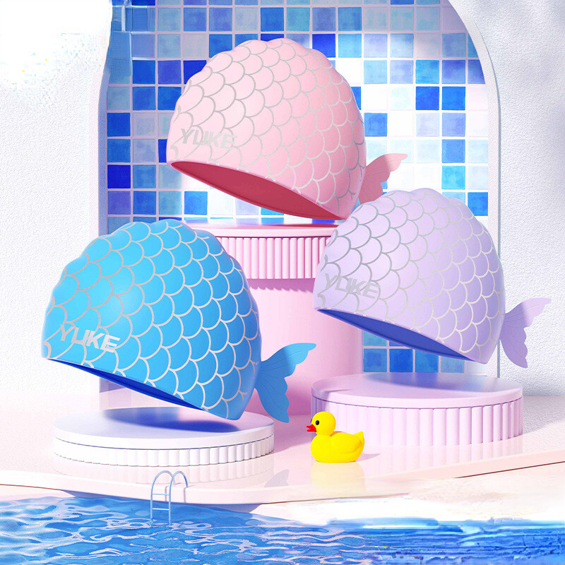 Șepci de înot cu desene animate pentru copii, impermeabile, băieți, fete, șapcă de înot pentru copii, sporturi acvatice, antrenament, șapcă de înot anti-alunecare din silicon