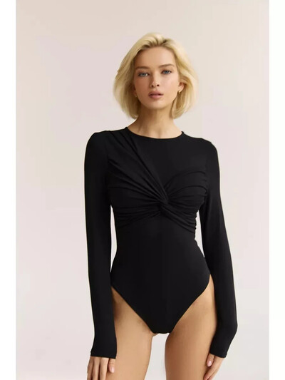 2025. gada pavasara pavasara modes bikses ar garām piedurknēm sieviešu vienkrāsains kombinezons ar garām piedurknēm, mezgls, sieviešu vasaras kombinezons