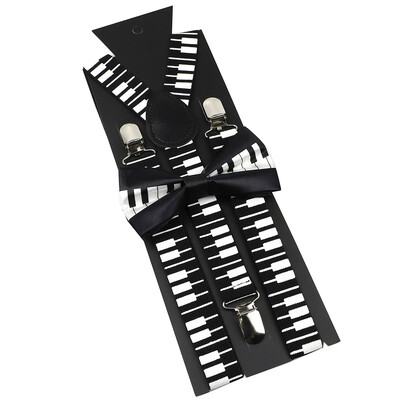 Elastične naramenice Glazbeni set leptir-mašne Naramenice Muškarci Žene Klavirska glazba Podesivi naramenice za vjenčanje Y-Back Dodaci za majice