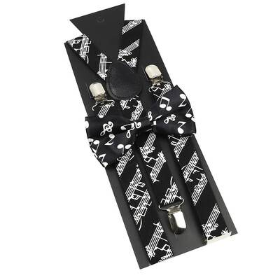 Elastične naramenice Glazbeni set leptir-mašne Naramenice Muškarci Žene Klavirska glazba Podesivi naramenice za vjenčanje Y-Back Dodaci za majice