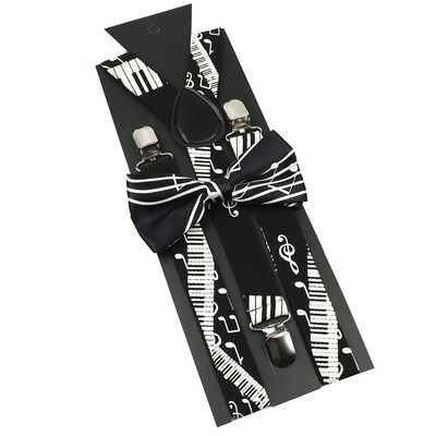 Elastične naramenice Glazbeni set leptir-mašne Naramenice Muškarci Žene Klavirska glazba Podesivi naramenice za vjenčanje Y-Back Dodaci za majice