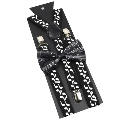 Elastične naramenice Glazbeni set leptir-mašne Naramenice Muškarci Žene Klavirska glazba Podesivi naramenice za vjenčanje Y-Back Dodaci za majice