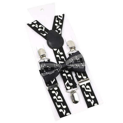 Elastične naramenice Glazbeni set leptir-mašne Naramenice Muškarci Žene Klavirska glazba Podesivi naramenice za vjenčanje Y-Back Dodaci za majice