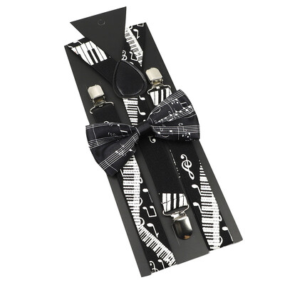 Elastične naramenice Glazbeni set leptir-mašne Naramenice Muškarci Žene Klavirska glazba Podesivi naramenice za vjenčanje Y-Back Dodaci za majice