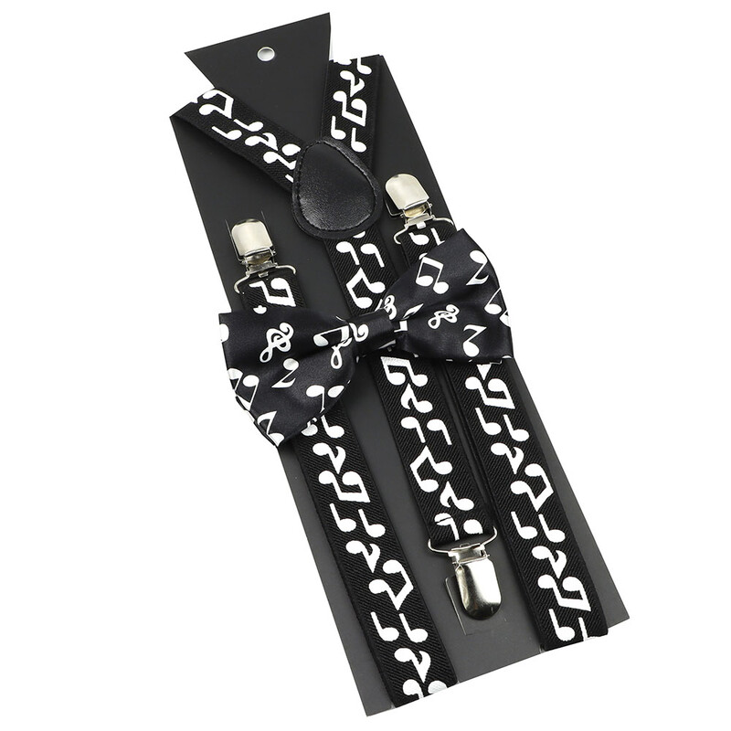 Elastične naramenice Glazbeni set leptir-mašne Naramenice Muškarci Žene Klavirska glazba Podesivi naramenice za vjenčanje Y-Back Dodaci za majice