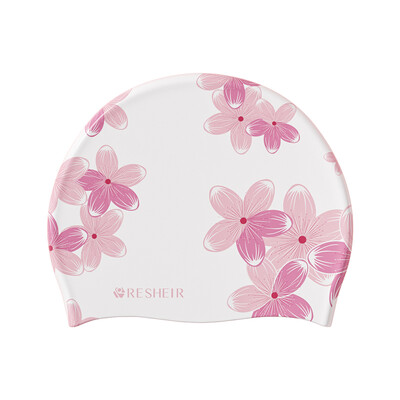 Cască de înot din silicon pentru femei, impermeabilă, anti-alunecare, cu imprimeu, șapcă de înot confortabilă, cu elasticitate ridicată