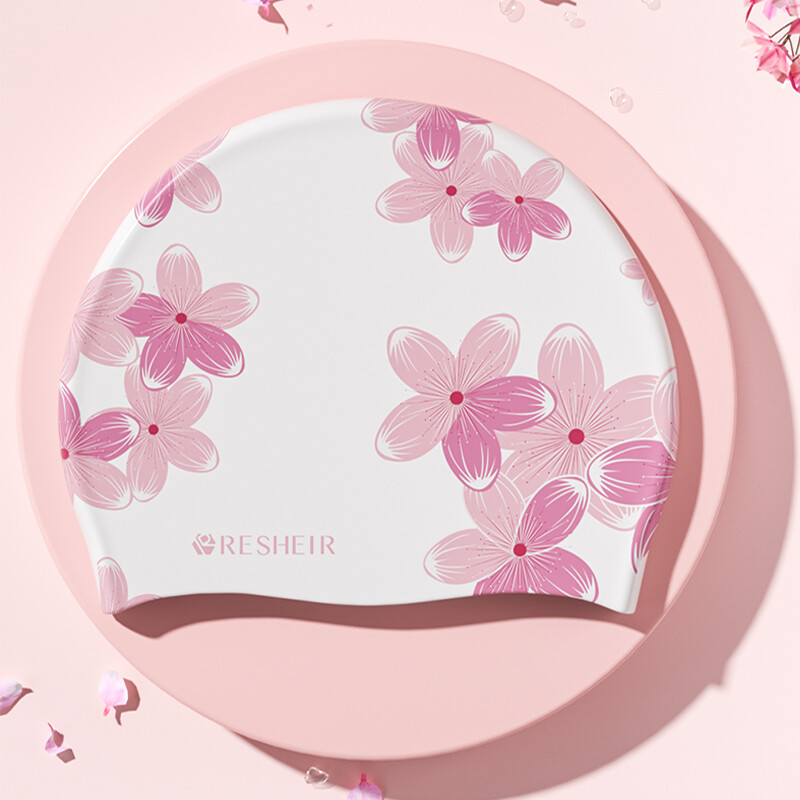 Cască de înot din silicon pentru femei, impermeabilă, anti-alunecare, cu imprimeu, șapcă de înot confortabilă, cu elasticitate ridicată