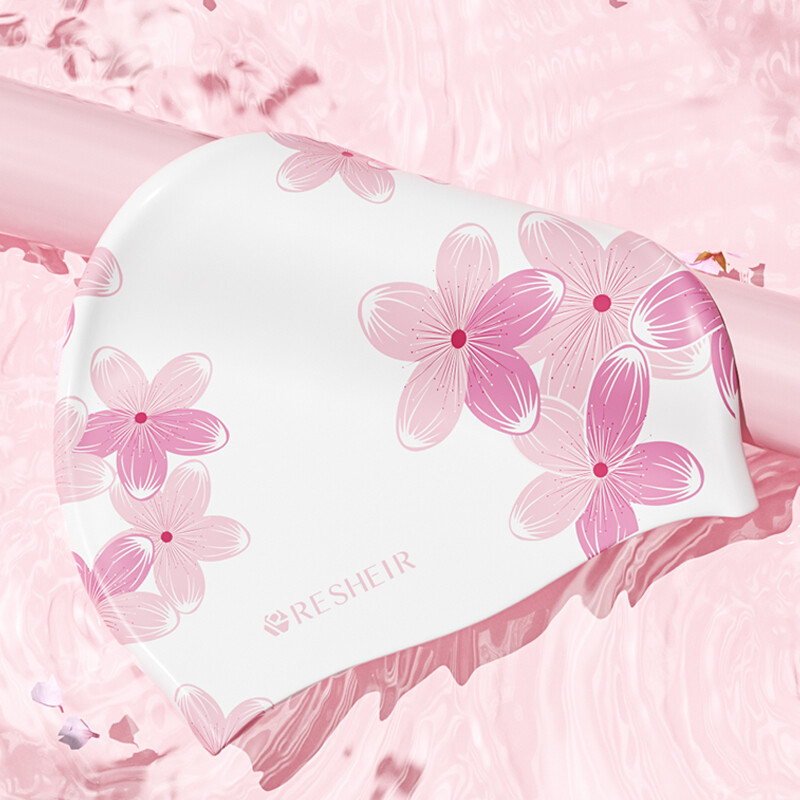 Cască de înot din silicon pentru femei, impermeabilă, anti-alunecare, cu imprimeu, șapcă de înot confortabilă, cu elasticitate ridicată