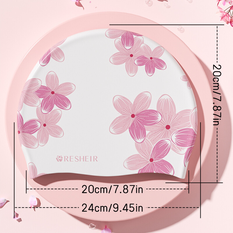 Cască de înot din silicon pentru femei, impermeabilă, anti-alunecare, cu imprimeu, șapcă de înot confortabilă, cu elasticitate ridicată