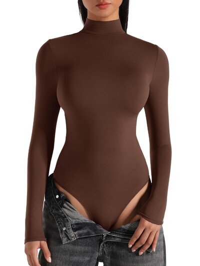 Body cu mânecă lungă pentru femei cu gât țestoasă