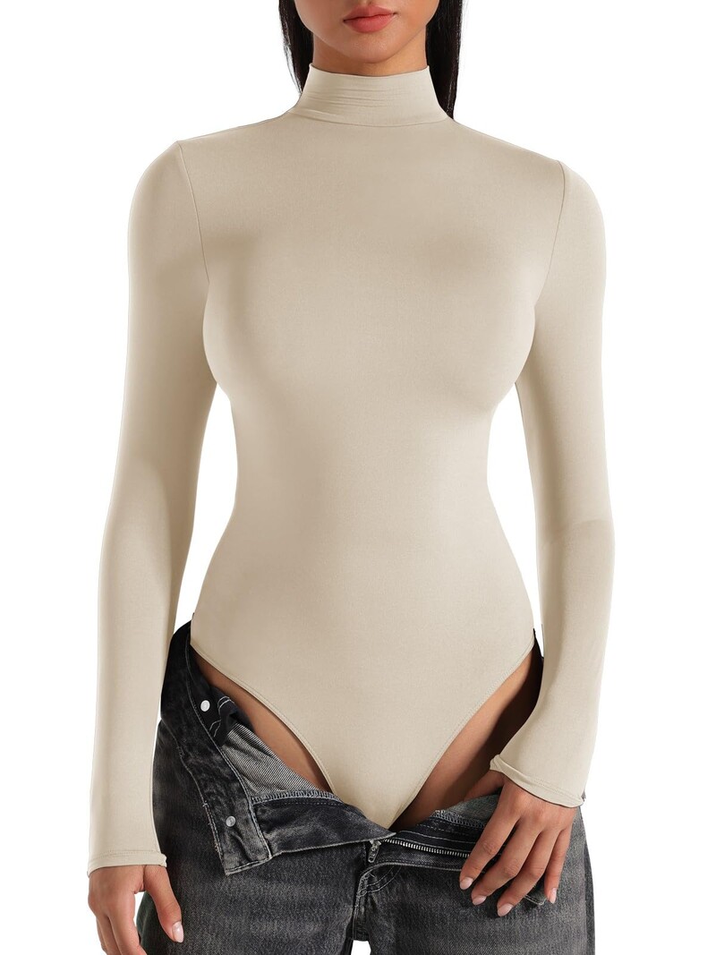 Body cu mânecă lungă pentru femei cu gât țestoasă