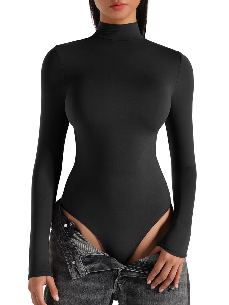 Body cu mânecă lungă pentru femei cu gât țestoasă