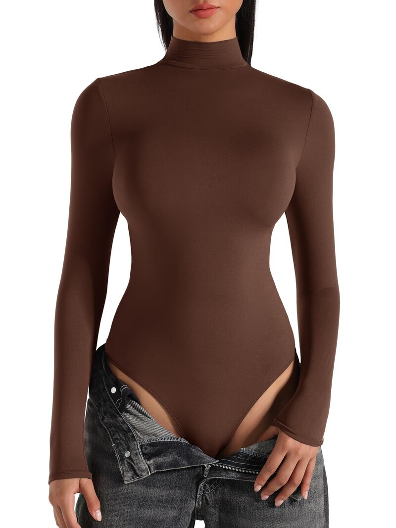 Body cu mânecă lungă pentru femei cu gât țestoasă