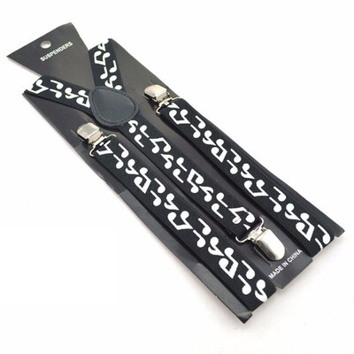 Bretele pentru pantaloni pentru bărbați Winfox, vintage, negru, alb