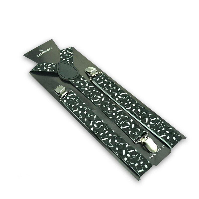 Bretele pentru pantaloni pentru bărbați Winfox, vintage, negru, alb