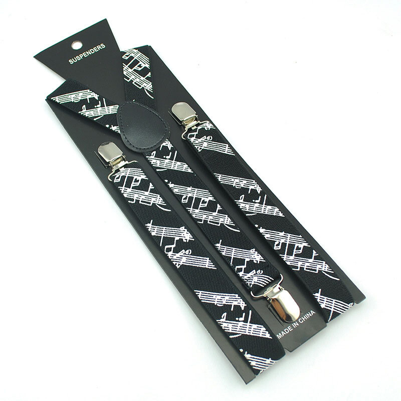 Bretele pentru pantaloni pentru bărbați Winfox, vintage, negru, alb
