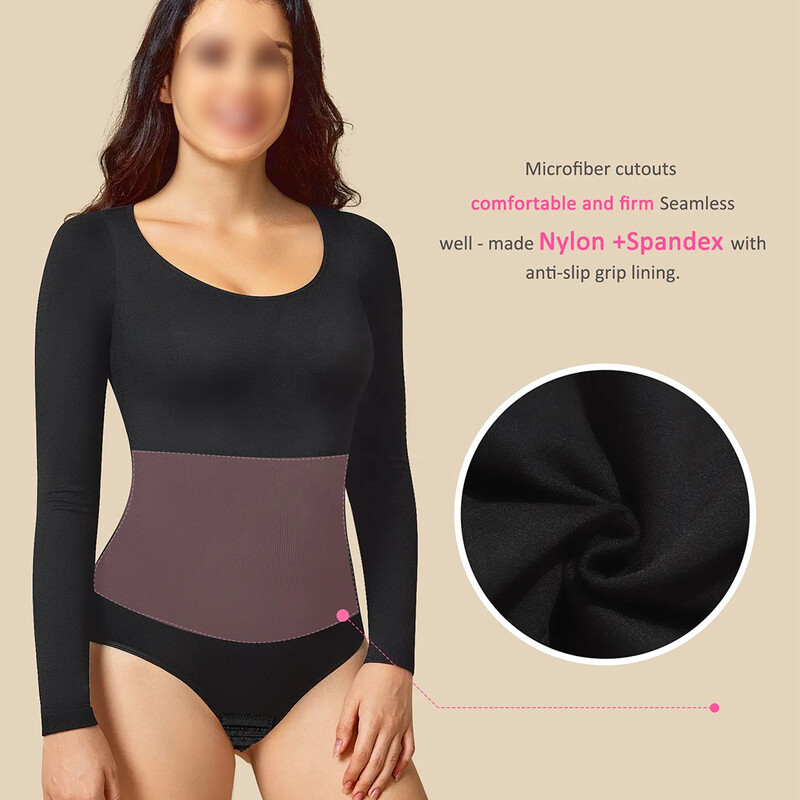 Body de damă Shapewear Tummy Control Manecă lungă Sexy Body Costum Snatched Lenjerie pentru femei Clubwear