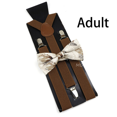 Suspenderis ziedu puķu puķītes komplekts kokvilnas vecāku un bērnu tauriņu lencēm elastīgas ādas regulējamas lencēm siksna Y-back kreklam aksesuārs