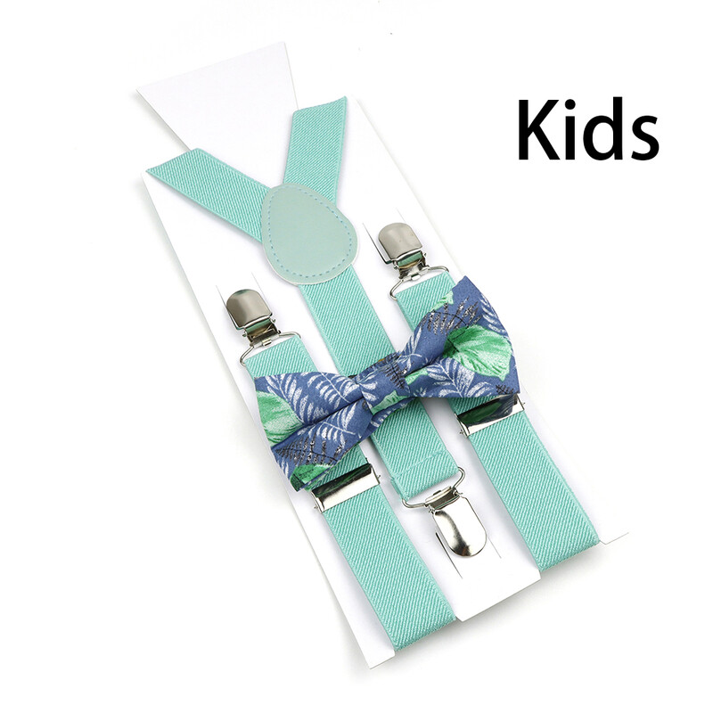 Suspenderis ziedu puķu puķītes komplekts kokvilnas vecāku un bērnu tauriņu lencēm elastīgas ādas regulējamas lencēm siksna Y-back kreklam aksesuārs