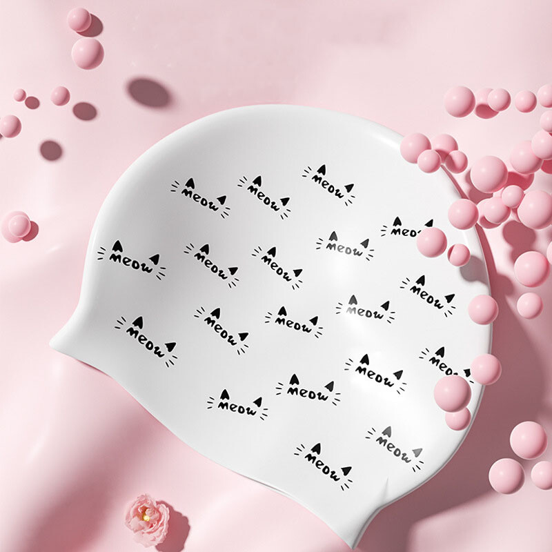 Șapcă de înot din silicon pentru femei, șapcă mare impermeabilă la modă