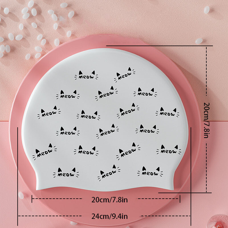 Șapcă de înot din silicon pentru femei, șapcă mare impermeabilă la modă