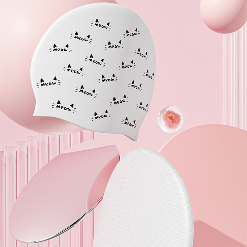 Șapcă de înot din silicon pentru femei, șapcă mare impermeabilă la modă