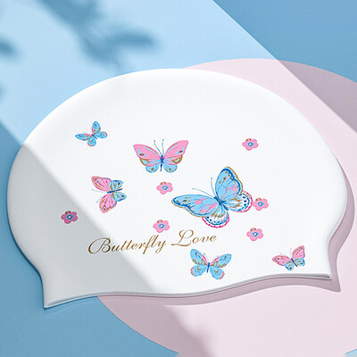 1 buc. Cască de înot unisex pentru adulți, la modă, din silicon, într-o mărime unică, cu flori de cireș și imprimeuri de fluturi, rezistentă la apă