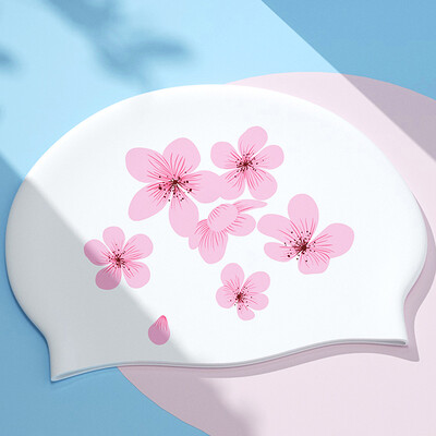 1 buc. Cască de înot unisex pentru adulți, la modă, din silicon, într-o mărime unică, cu flori de cireș și imprimeuri de fluturi, rezistentă la apă