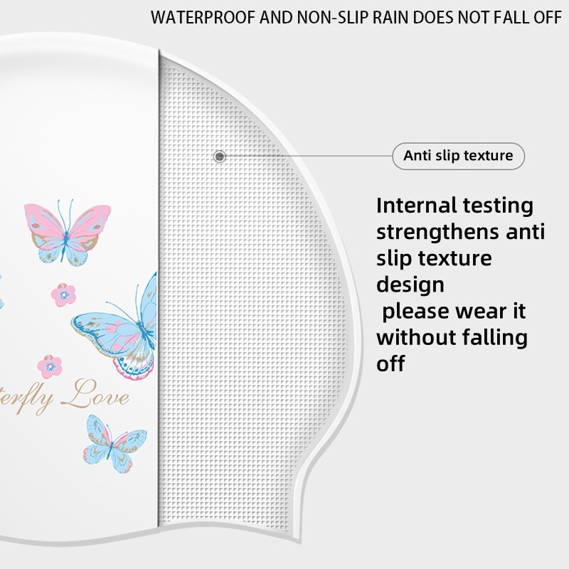 1 buc. Cască de înot unisex pentru adulți, la modă, din silicon, într-o mărime unică, cu flori de cireș și imprimeuri de fluturi, rezistentă la apă