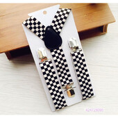 2,5 см ширина Момчета Момичета Деца Малки деца Изпълняват брекети Черни и бели карирани регулируеми еластични тиранти YHH0013