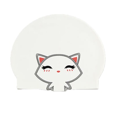 Sabiezināta karikatūra kaķu peldcepure elastīga silikona ūdensnecaurlaidīga gari mati ausis aizsargā personību peldcepures sievietēm meitenēm